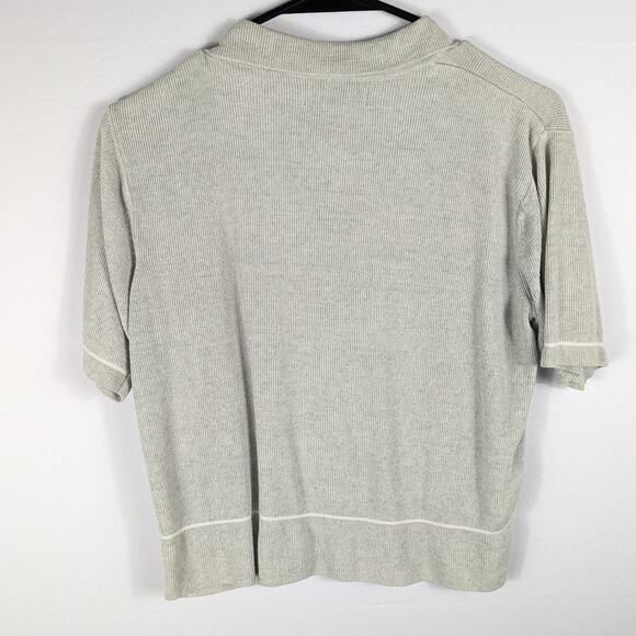 CD Petites M Linen Rayon Knit Top Collar Embroidered Floral Cottagecore Shirt - Picture 4 of 5